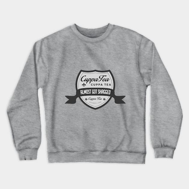 Cuppa Tea Badge Crewneck Sweatshirt by BrashBerry Studio